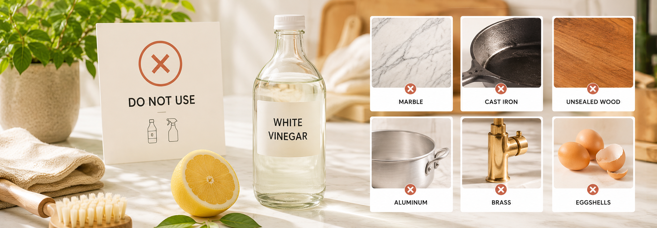 Vinaigre blanc : où ne pas l'utiliser et pourquoi ?