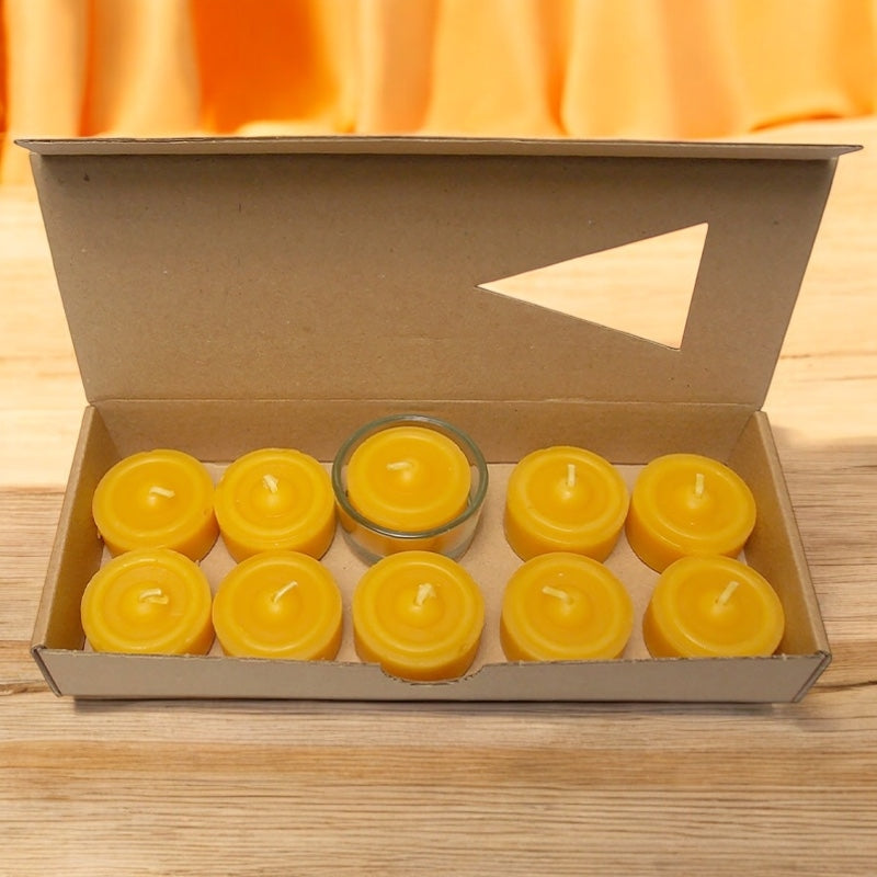 10 Teelichter & 1 Bienenwachshalter 20 x 35 mm - Eubiona