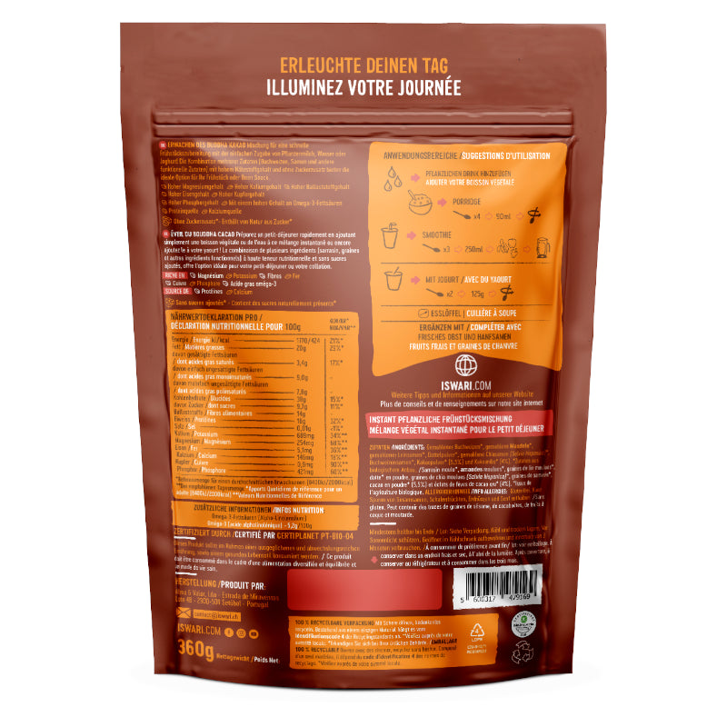 Petit déjeuner cru cacao cru BIO