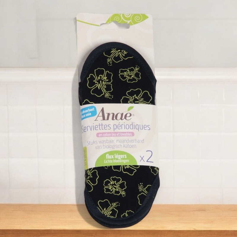 2 waschbare Bio-Damenbinden von Ibis Mini für leichte Menstruation - Anaé