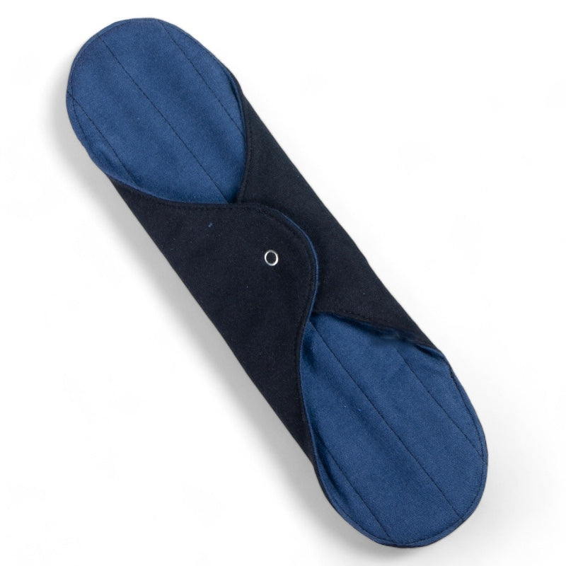 2 waschbare Damenbinden, blau & schwarz, Bio, für die Nacht - Anaé