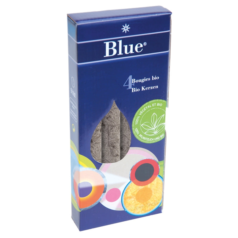 4 graue Stearin-Kerzenständer (2 x 20 cm) - Blau