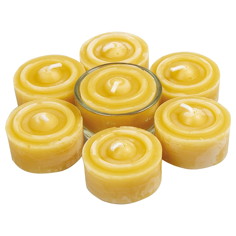 7 Bienenwachs-Nachtlichter mit 1 Glashalter (2 x 3,5 cm) – Blau