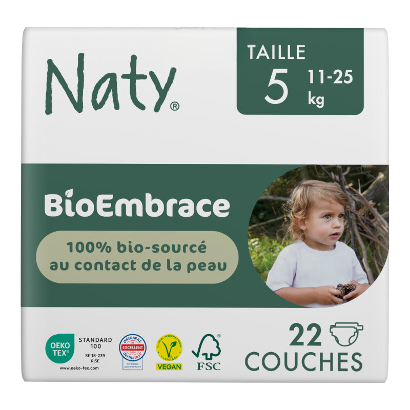 BioEmbrace Einwegwindeln Größe 5 - 11-25 kg - 22 Stück - Naty