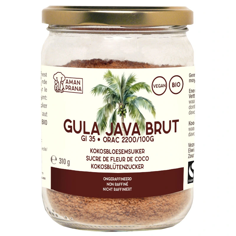 Bio-Rohzucker aus Kokosblüten – Gula Java Raw – 310 g – Aman Prana