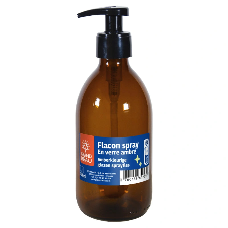 Pumpflasche aus bernsteinfarbenem Glas 300 ml