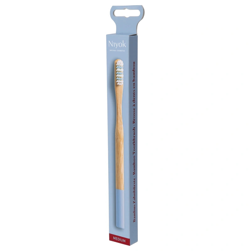 Brosse à dents en bambou bleu medium