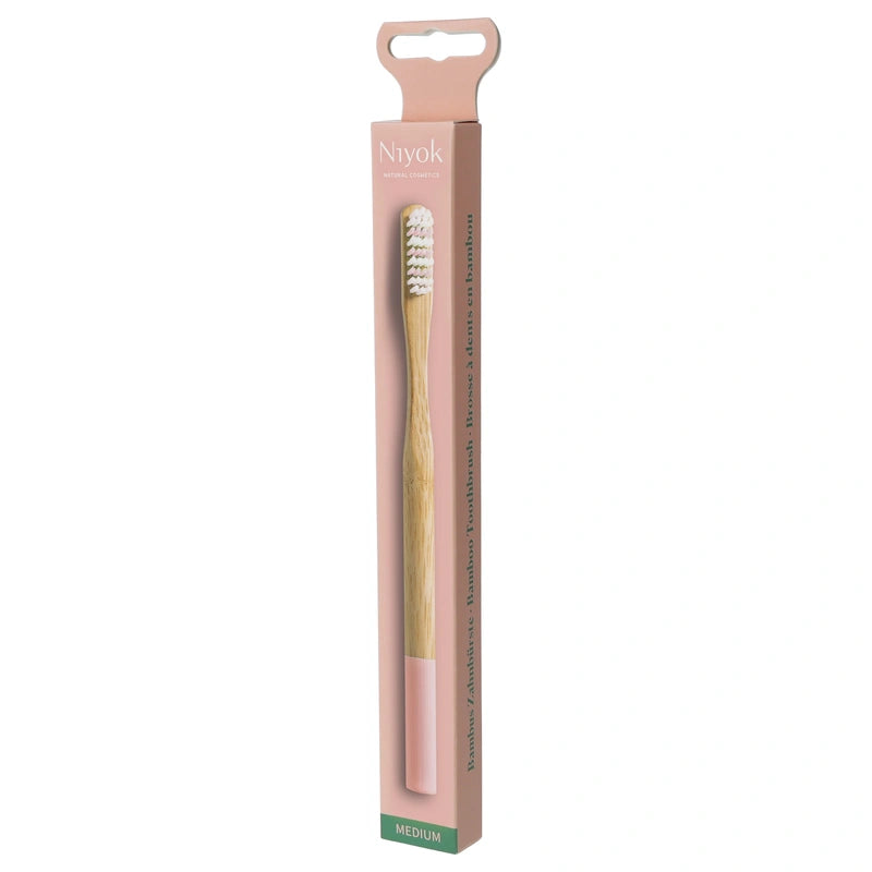 Brosse à dents en bambou rose medium