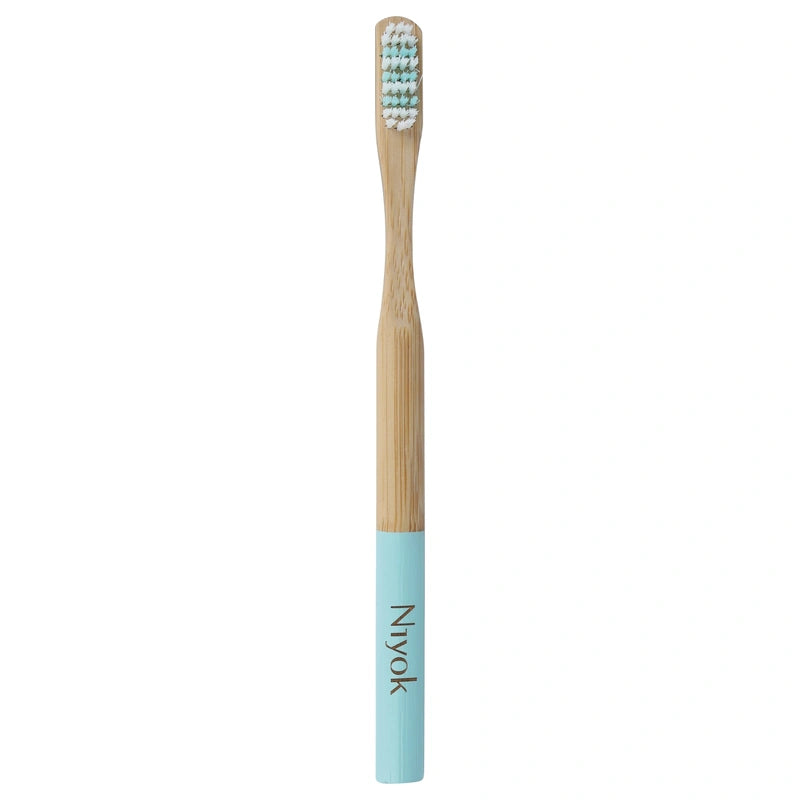 Brosse à dents en bambou turquoise medium