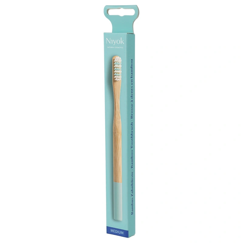 Brosse à dents en bambou turquoise medium