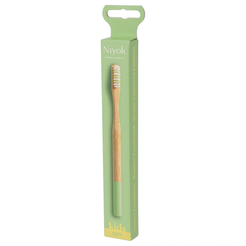 Brosse à dents en bambou enfant vert souple