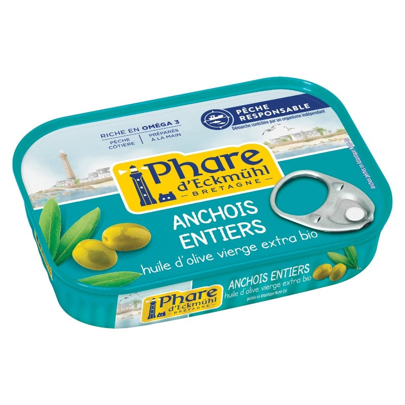 Anchois entiers à l'huile d'olive - 115g - Phare d'Eckmühl