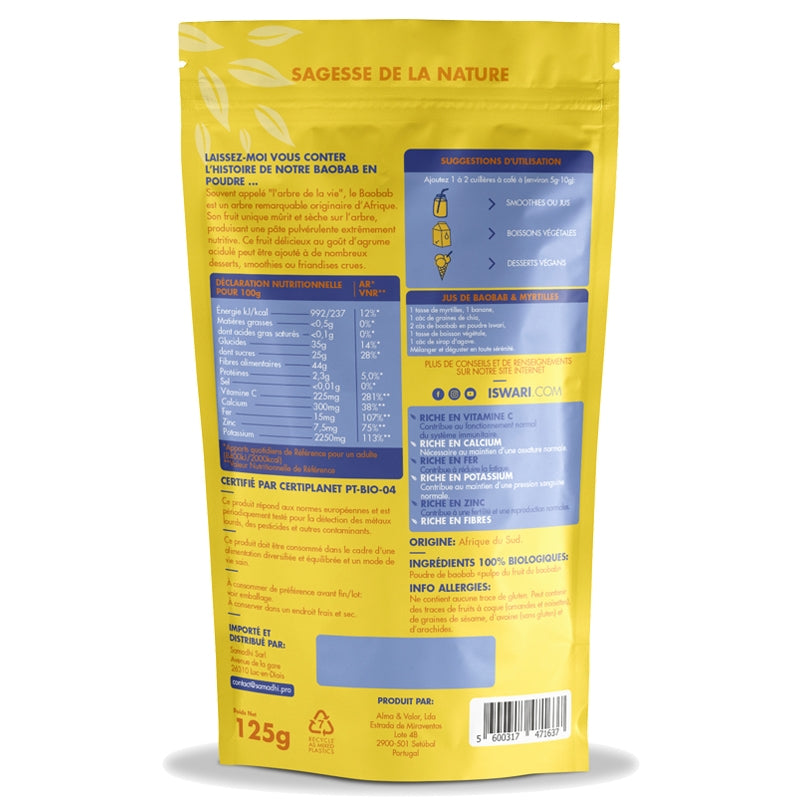 Bio-Baobab-Pulver – 125 g – Iswari