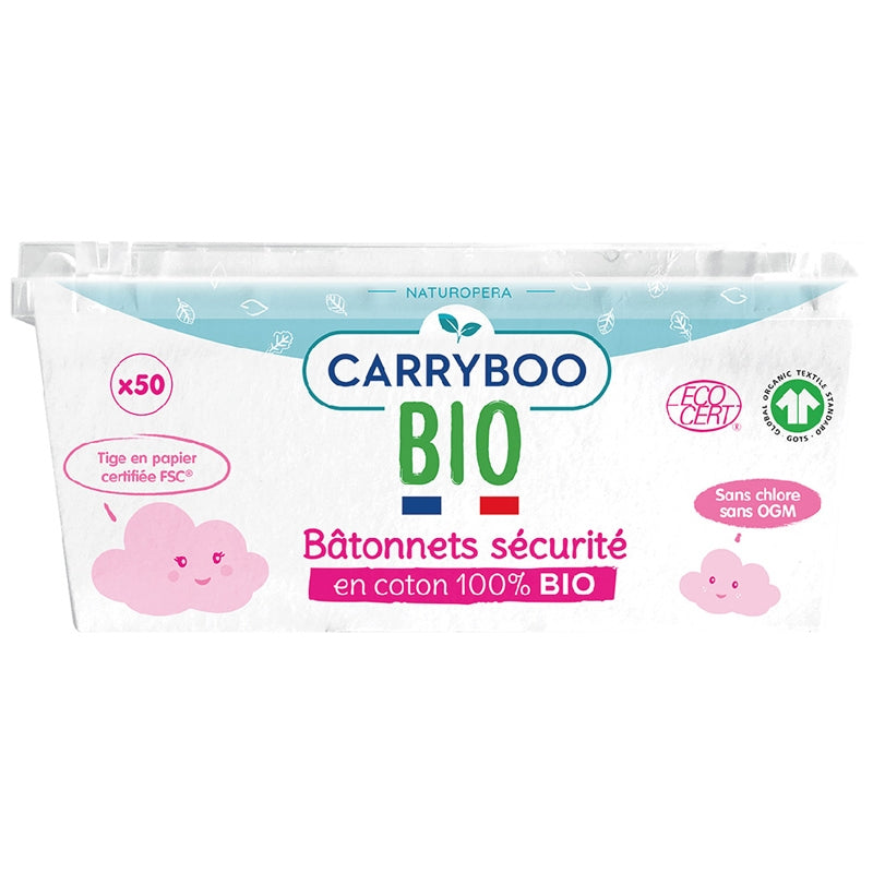 Bâtonnets sécurité en coton BIO - 50 pièces - Carryboo