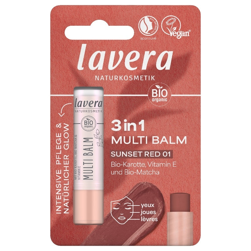 3-in-1 Lippenbalsam Sunset Red Bio – 4,9 g – Lavera