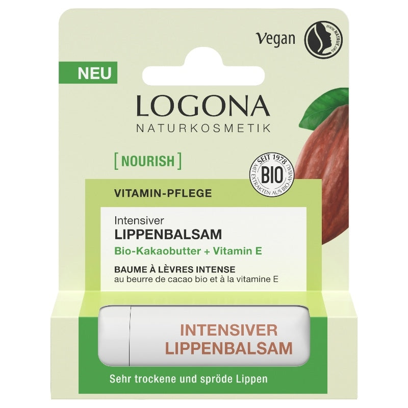 Logona Bio-Lippenbalsam Intensiv mit Kakao & Vitamin E – 4,6 g