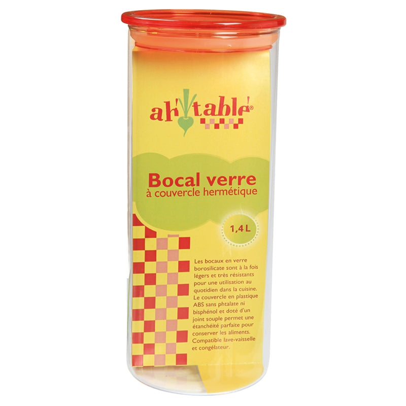 Bocal en verre 1,4l avec couvercle en plastique - ah table !