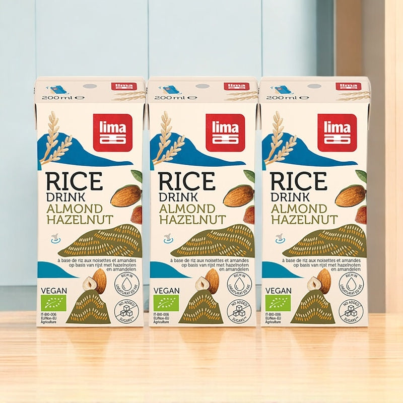 Bio-Reisgetränk mit Haselnüssen und Mandeln – 3 x 200 ml – Lima
