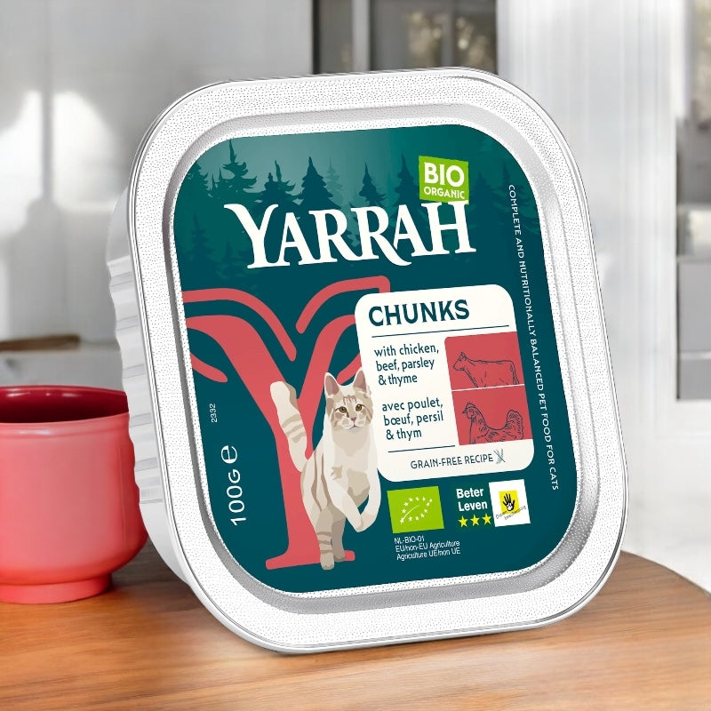 Bouchées poulet & boeuf en sauce pour chat BIO - 100g - Yarrah