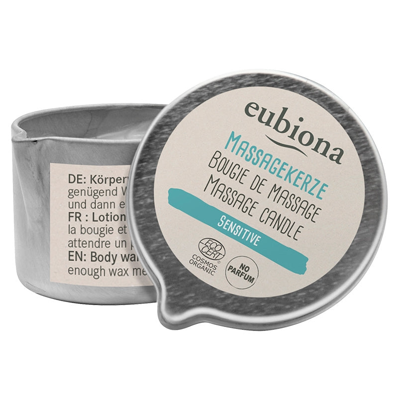 Bio-Massagekerze für empfindliche Haut, unparfümiert – 50 ml – Eubiona