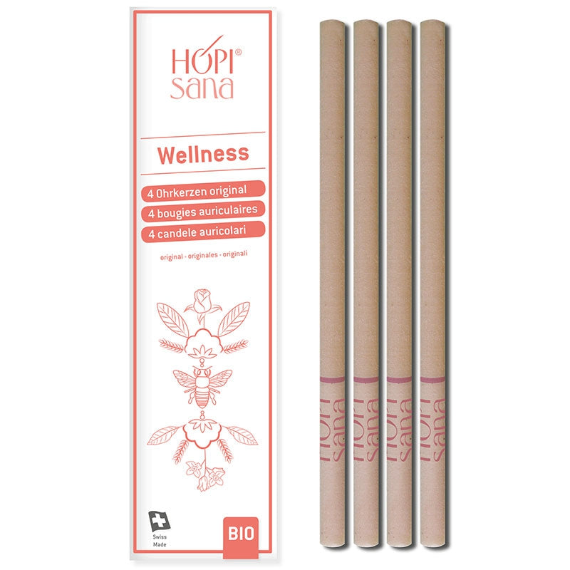 Bio-Ohrkerzen in Rosa für Wellness – 4 Stück – HOPIsana