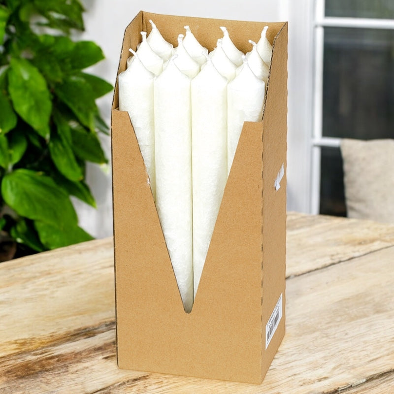 Bougies chandeliers blanches en stéarine BIO 22 x 210 mm - 12 pcs - Eubiona