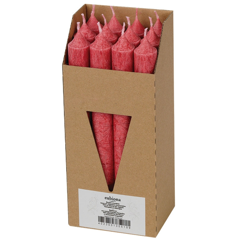 Bougies chandeliers bordeaux en stéarine BIO 22 x 210 mm - 12 pcs - Eubiona