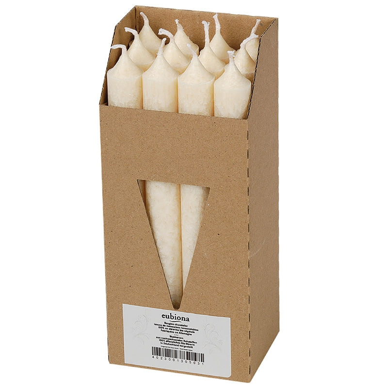 Bougies chandeliers ivoires en stéarine BIO 22 x 210 mm - 12 pcs - Eubiona
