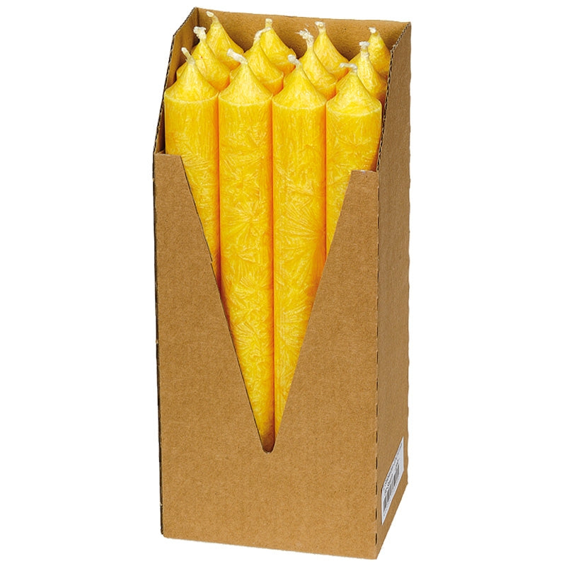 Bougies chandeliers jaunes en stéarine BIO 22 x 210 mm - 12 pcs - Eubiona