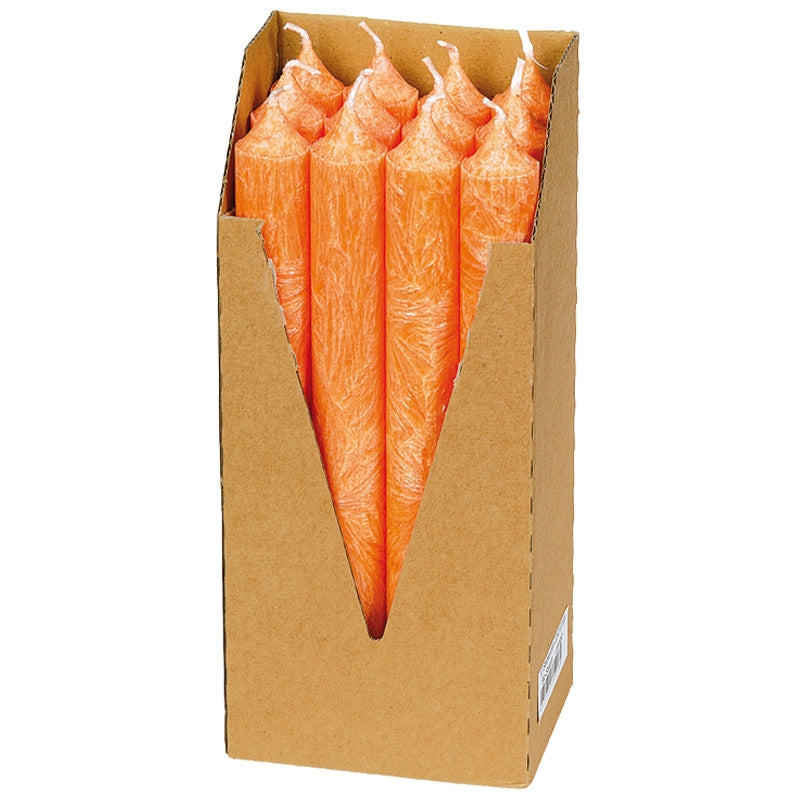 Bougies chandeliers oranges en stéarine BIO 22 x 210 mm - 12 pcs - Eubiona