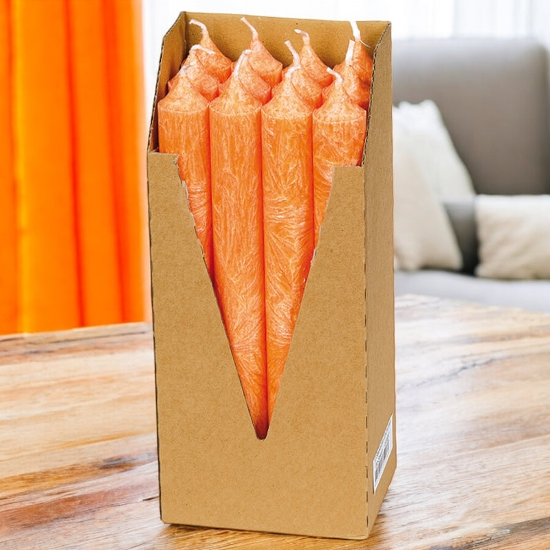 Bougies chandeliers oranges en stéarine BIO 22 x 210 mm - 12 pcs - Eubiona