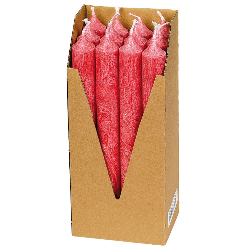 Bougies chandeliers rouges en stéarine BIO 22 x 210 mm - 12 pcs - Eubiona