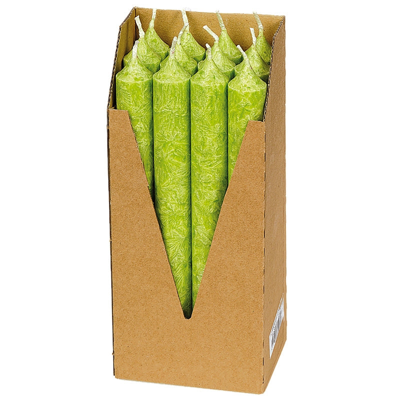 Bougies chandeliers vertes en stéarine BIO 22 x 210 mm - 12 pcs - Eubiona