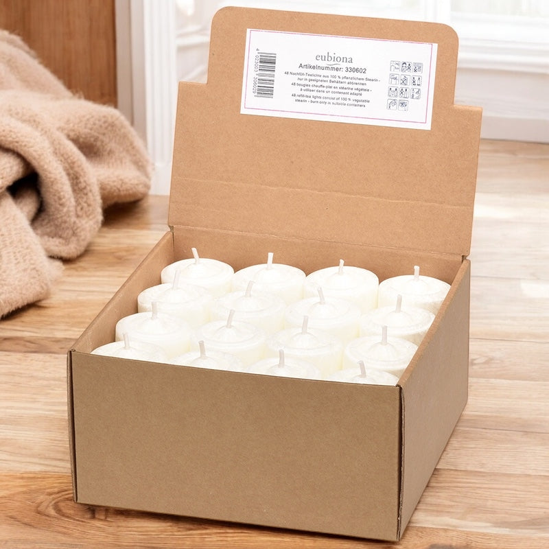 Bougies chauffe-plat sans support en stéarine BIO 20 x 35 mm - 48 pcs Eubiona