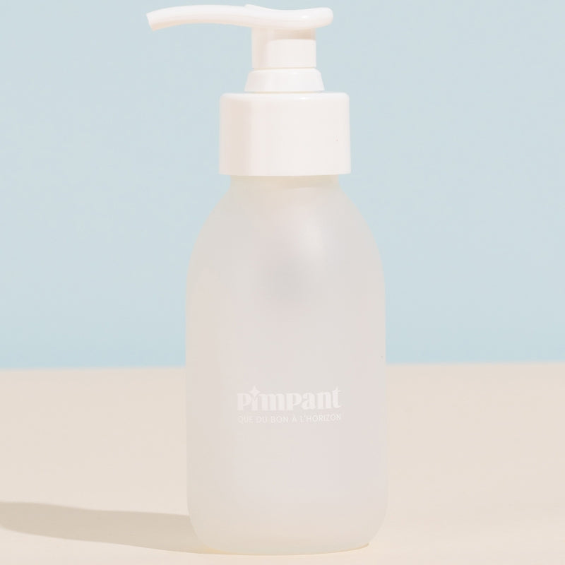 100-ml-Glasflasche mit weißer Pumpe (leer) - Pimpant