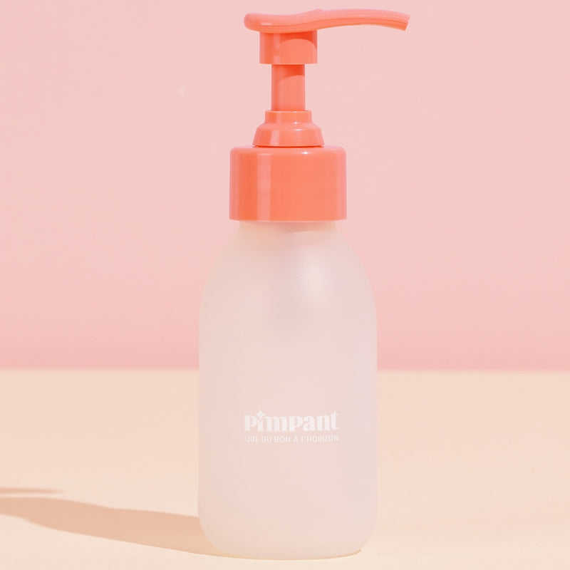 100-ml-Glasflasche mit rosa Pumpe (leer) - Pimpant