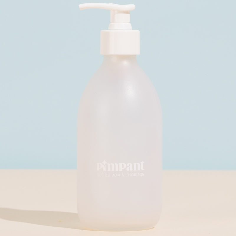 Glasflasche mit weißer Pumpe (leer) 300ml