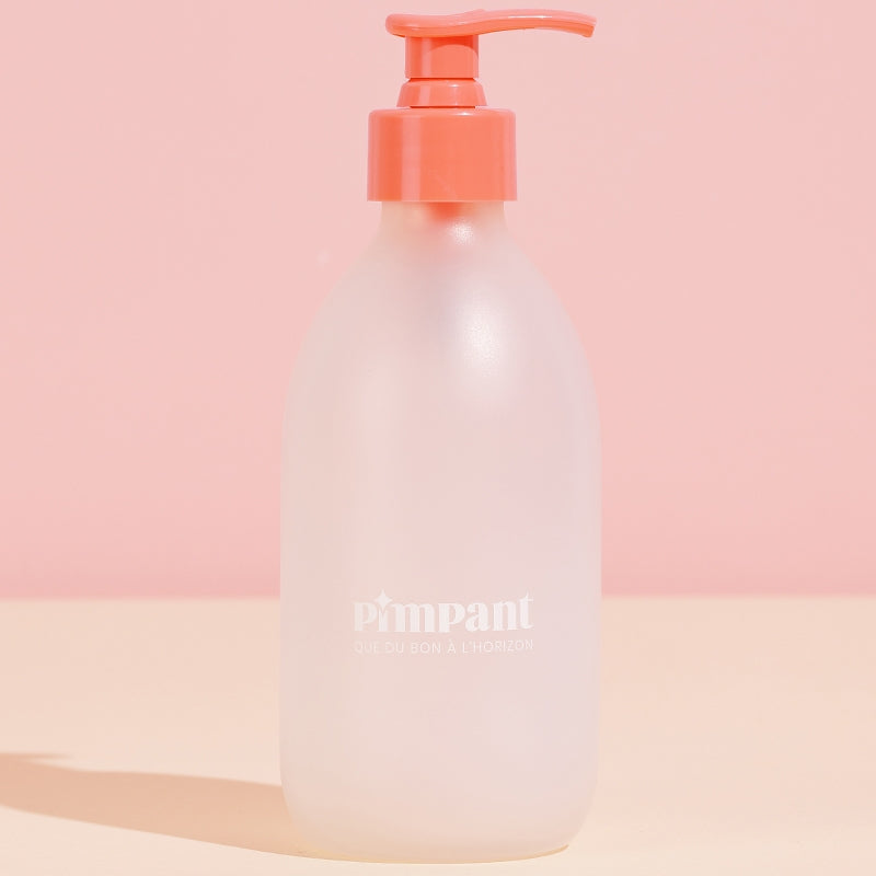 300-ml-Glasflasche mit rosa Pumpe (leer) - Pimpant