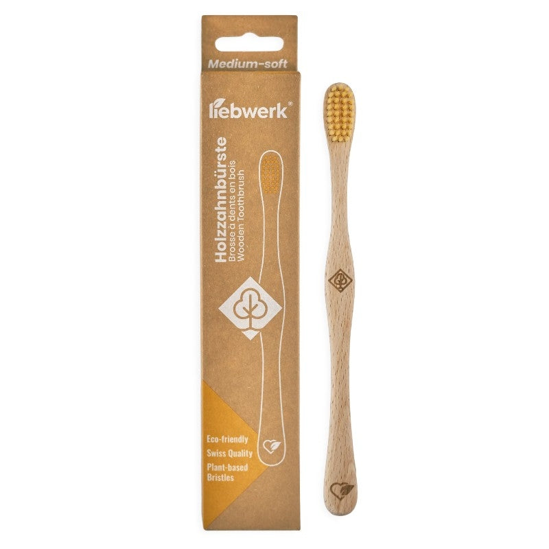 Brosse à dents en bois "feuillu" Medium-Soft Ricine - Liebwerk