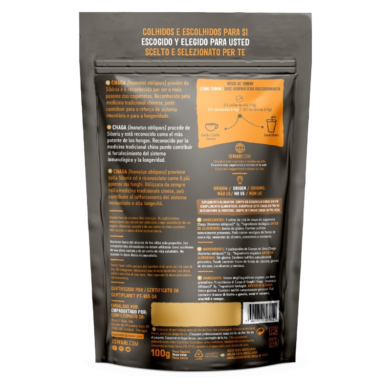 Bio-Chaga-Pulver – 100 g – Iswari