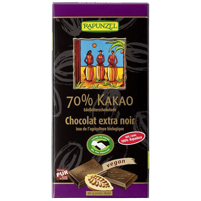 Chocolat extra noir 70% de cacao BIO - 80g - Rapunzel
