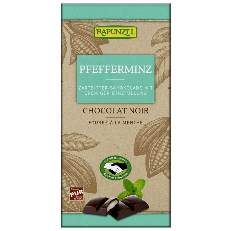 Bio-Zartbitterschokolade mit Minzfüllung - 100 g - Rapunzel