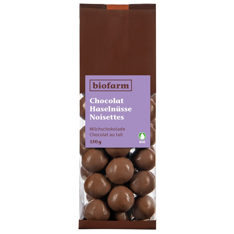 Bio-Milchschokolade mit Haselnuss – 150 g – Biofarm