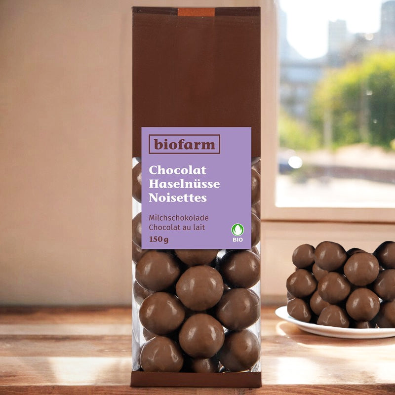 Bio-Milchschokolade mit Haselnuss – 150 g – Biofarm