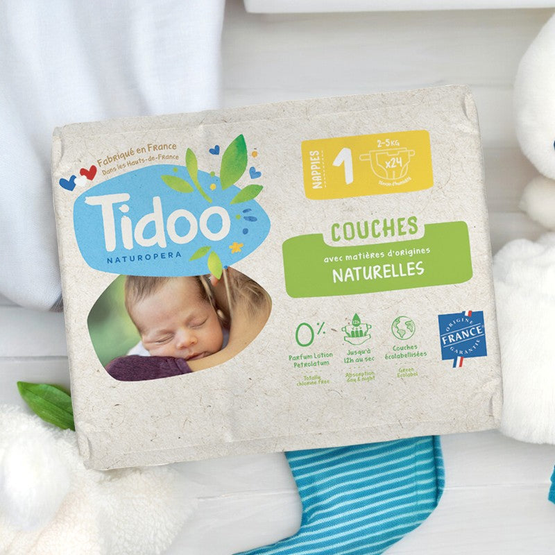 Couches Taille 1 XS 2-5 kg - 24 pièces - Tidoo
