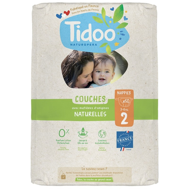 Couches Taille 2 S 3-6 kg - 50 pièces - Tidoo
