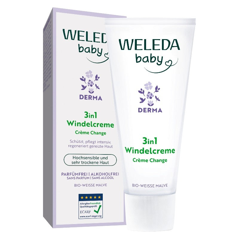 Weleda Bio-Baby-Windelcreme 3-in-1, Mauve und Weiß – 50 ml
