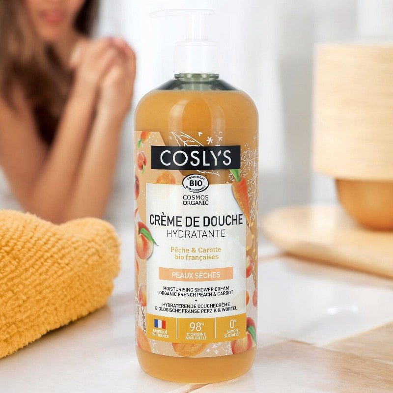 Crème de douche hydratante BIO pêche & carotte - 1l - Coslys