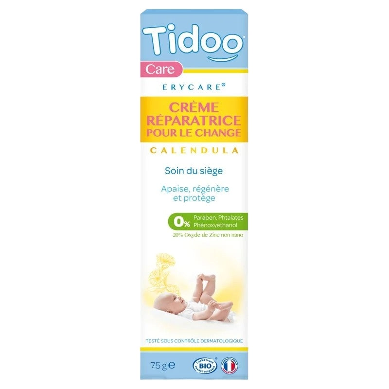 Crème réparatrice pour le change bébé BIO calendula - 75g - Tidoo