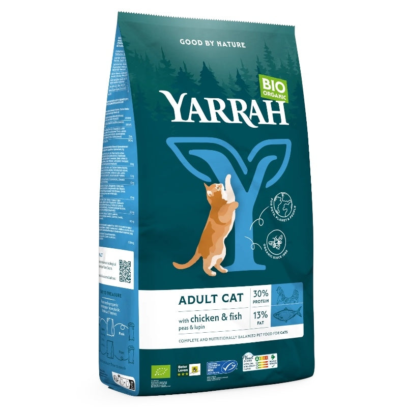 Croquettes poulet & poisson avec céréales pour chat BIO - 800g - Yarrah